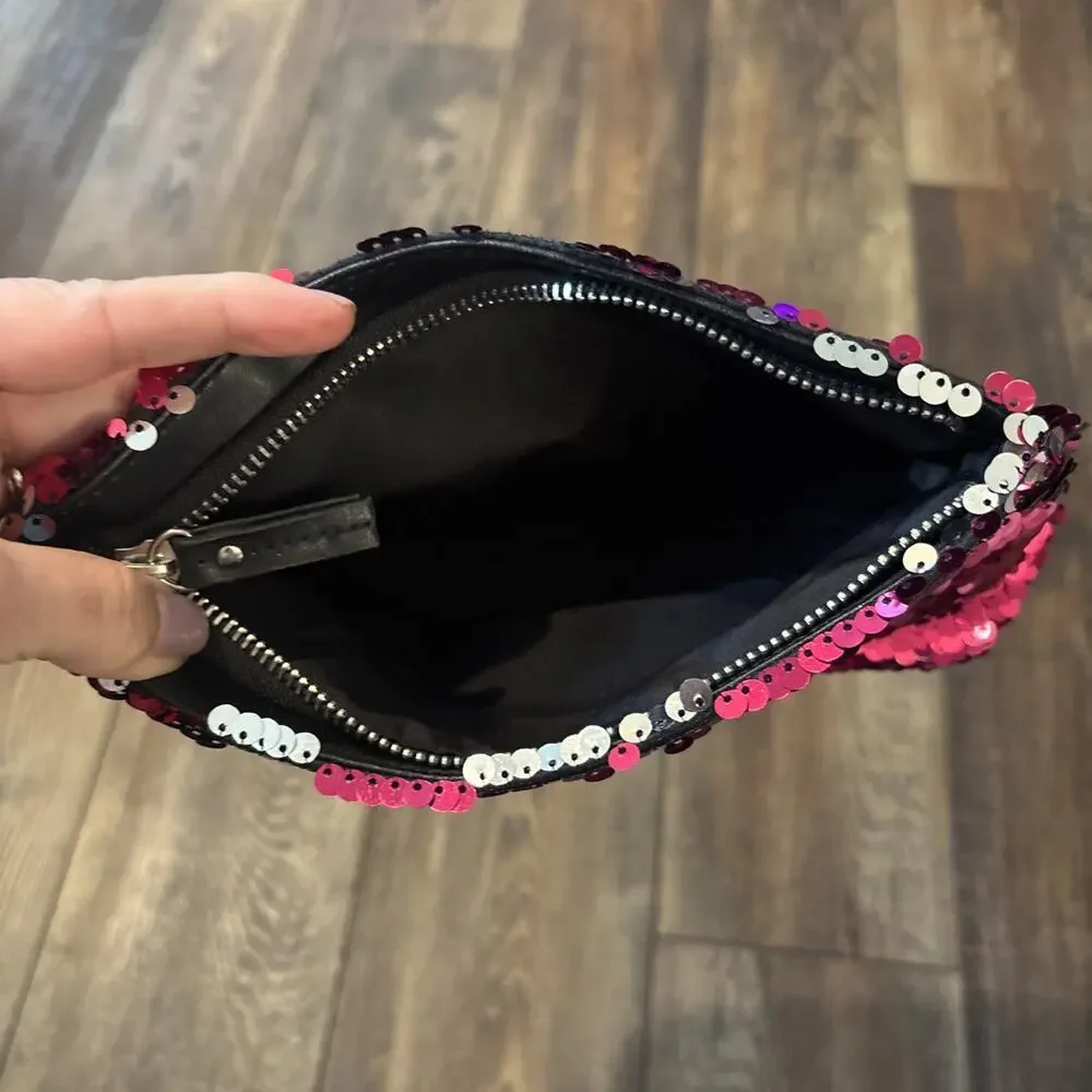 Victoria's Secret Mermaid Flip Sequin Bling Cosmetic Makeup Bag Clutch Wristlet